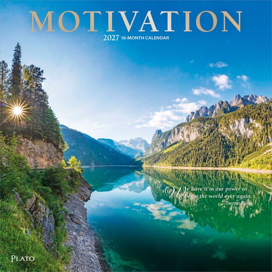 Plato; Motivation | 2027 12 x 24 Inch (Hanging) Monthly Square Wall Calendar | Foil Stamped Cover; Category:Wall Calendars; Image:1